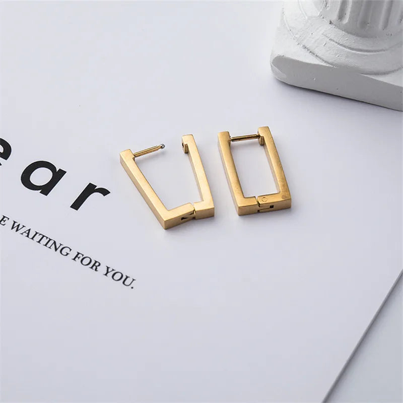 Geometric Earrings For Women Rectangular Gold Color