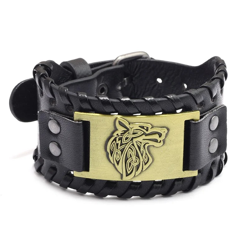 Men Celtic Wolf Head Bracelets Classic Animal Motifs