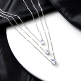 Crystal Zircon Heart Star Charm Layered Pendant Necklace