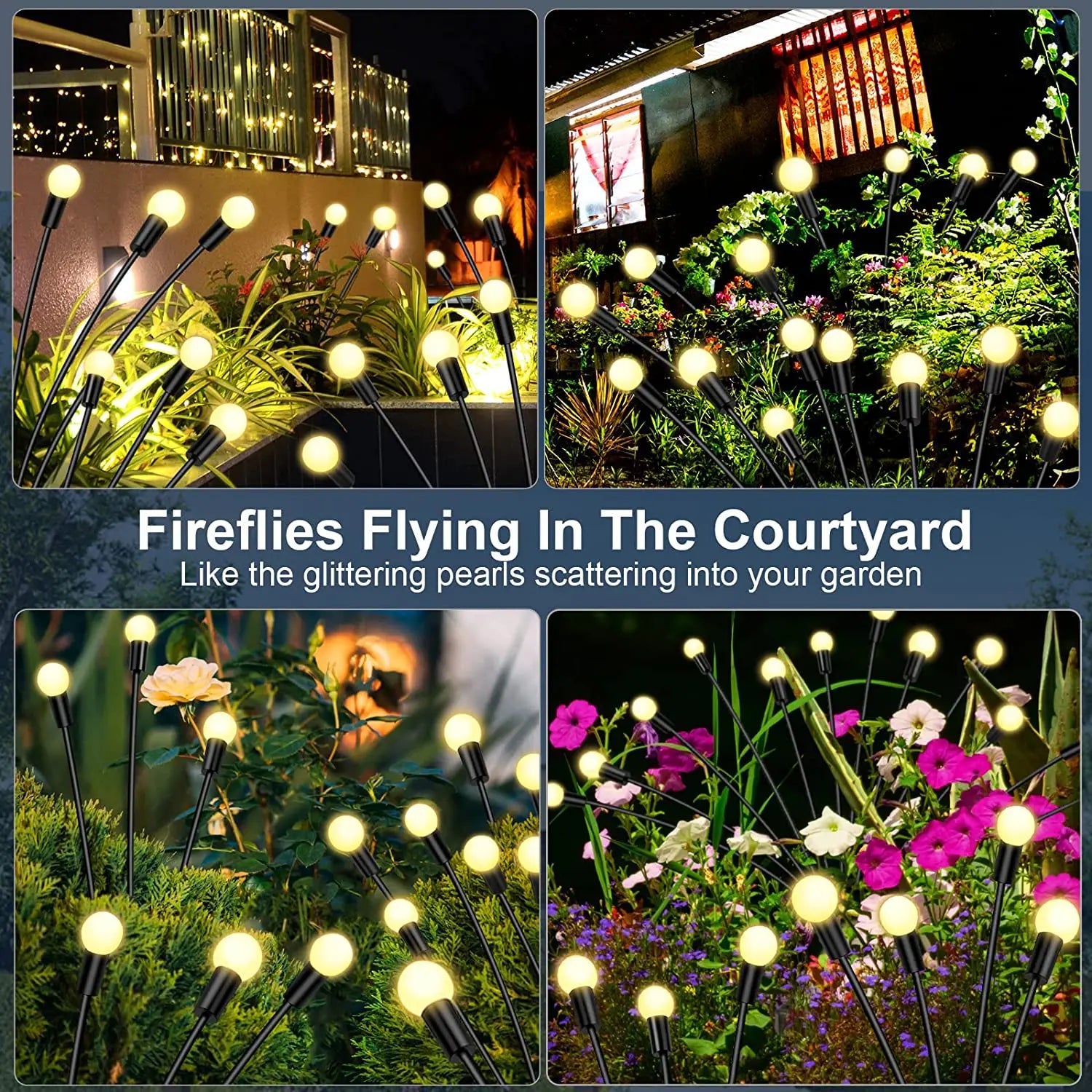 Garden Lights Powered Firefly Lights Outdoor Waterproof