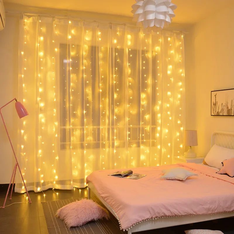 Curtains Festoon Led Light Garlands New Year Christmas