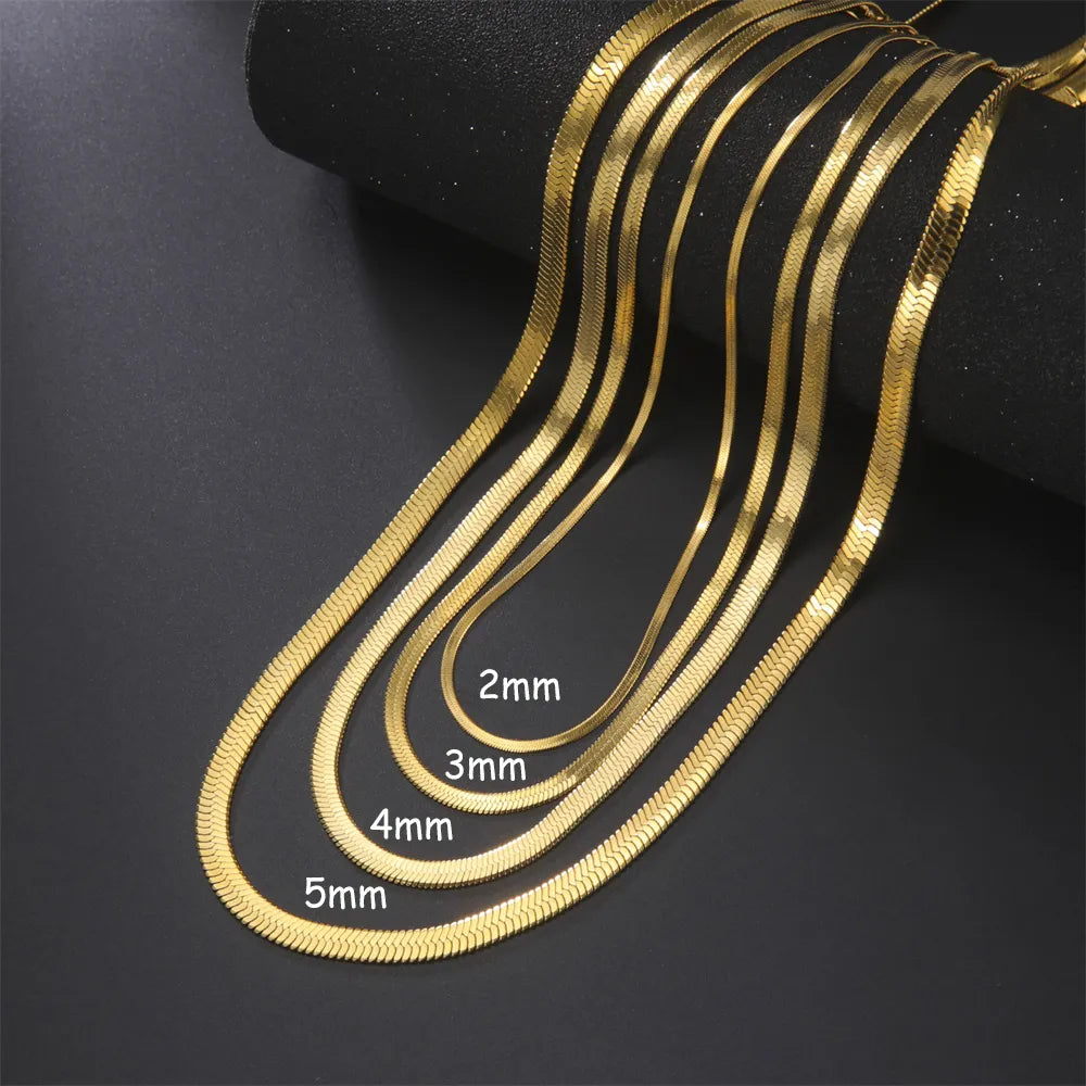 Stainless Steel Snake Chain Necklace for Men Gold Color