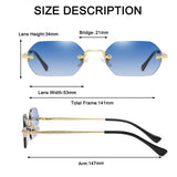 Rimless Rectangle Sunglasses Small Men Glasses Metal