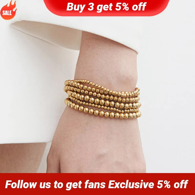 Ball Beads Cuff for Women Men Gold Silver Color Bracelets