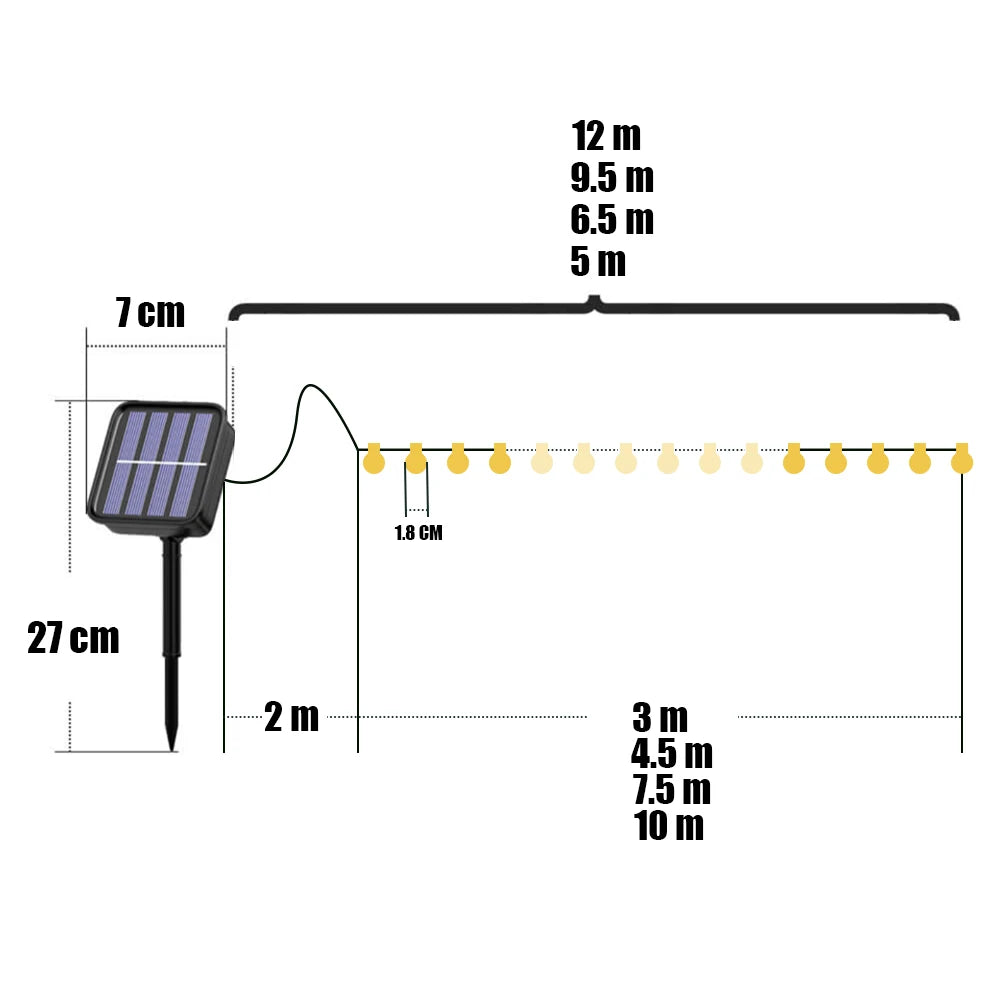 Waterproof String Fairy Lamps Solar Garden Garlands