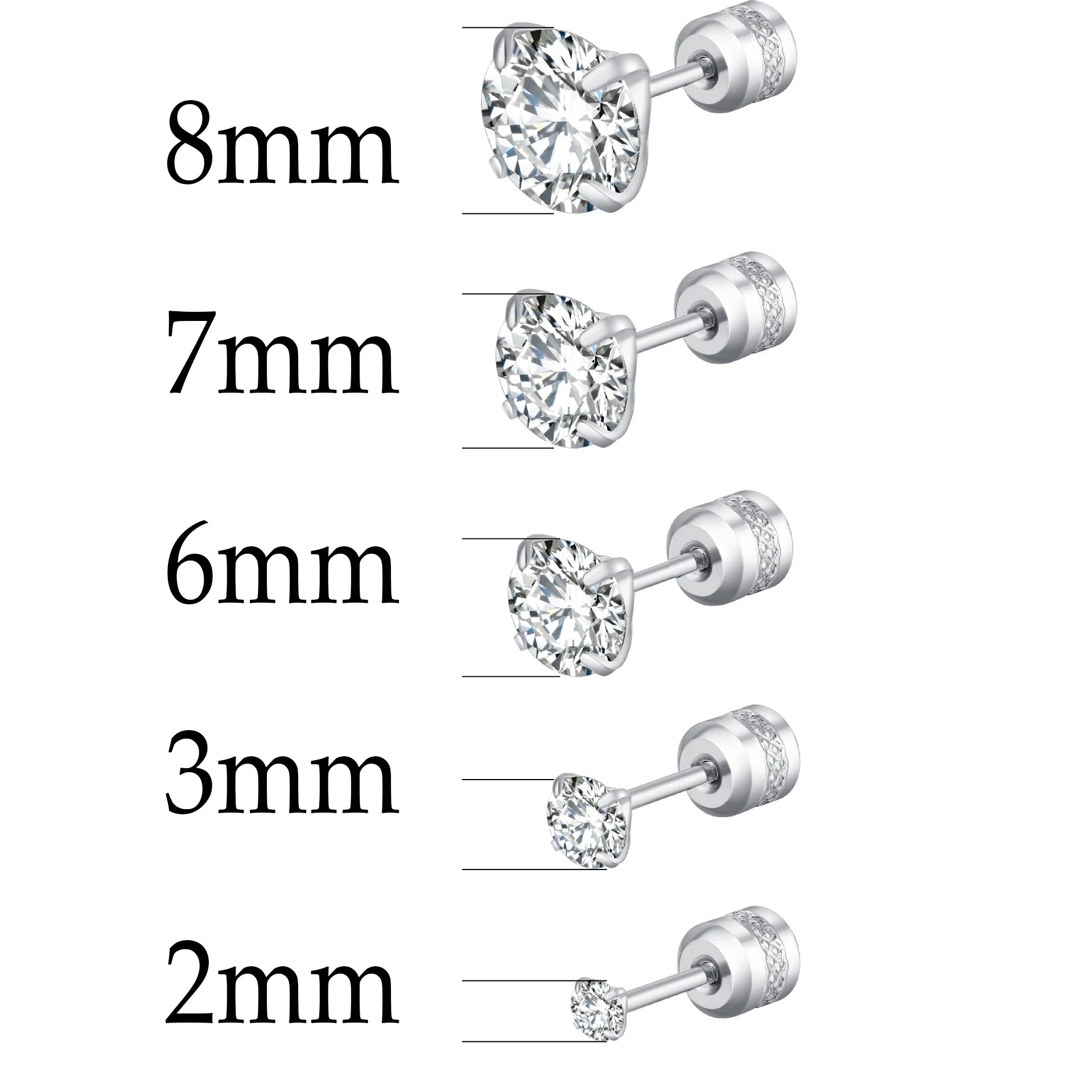 Stainless Steel 4 Color CZ Zircon korean Earrings For Women