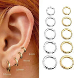 Minimal Glossy Hoop Earrings Gold Color Tiny Cartilage