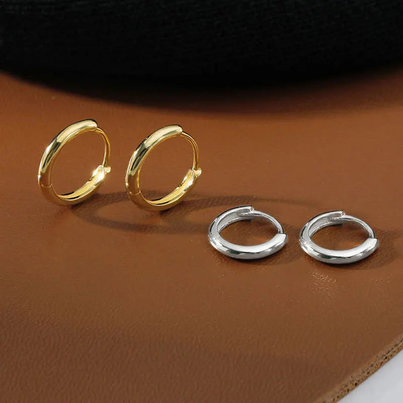 Minimal Glossy Hoop Earrings Gold Color Tiny Cartilage