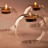 European Exquisite Round Hollow Glass Candle Holder