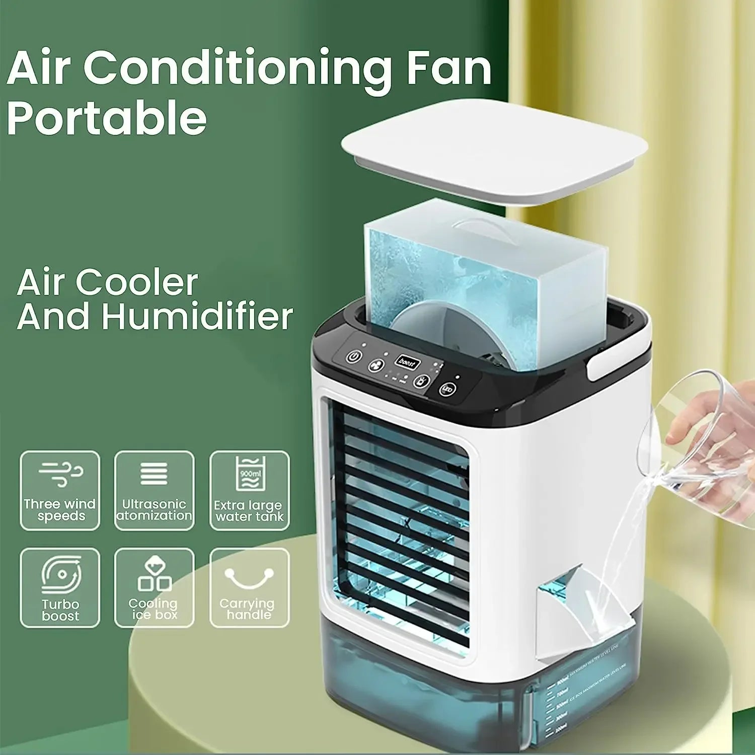 Air Conditioner Portable Fan Desktop Dual Spray Ultrasonic