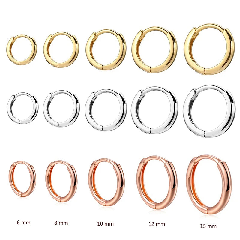 Minimal Glossy Hoop Earrings Gold Color Tiny Cartilage