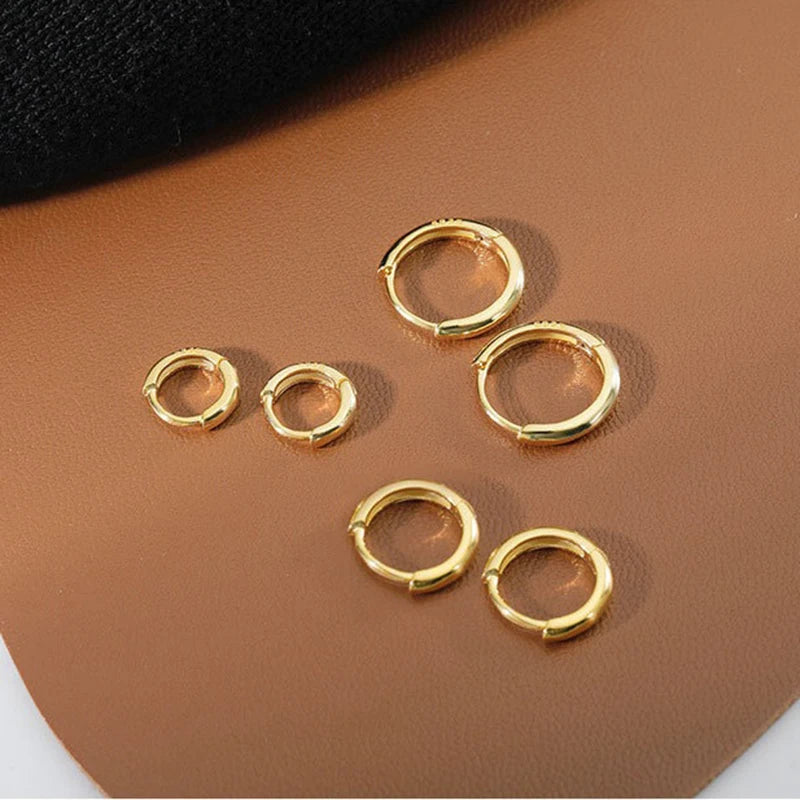 Minimal Glossy Hoop Earrings Gold Color Tiny Cartilage