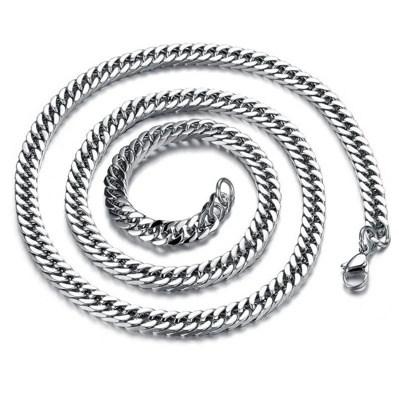 Stainless Steel Cuban Chain Necklace for Men, Punk Neck