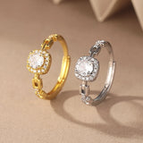 Luxury Zircon Rings for Women Opening Adjustable Gold