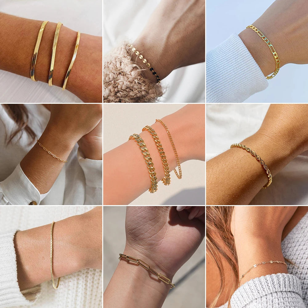 Classic Snake Chain Bracelets for Women Trend Gold