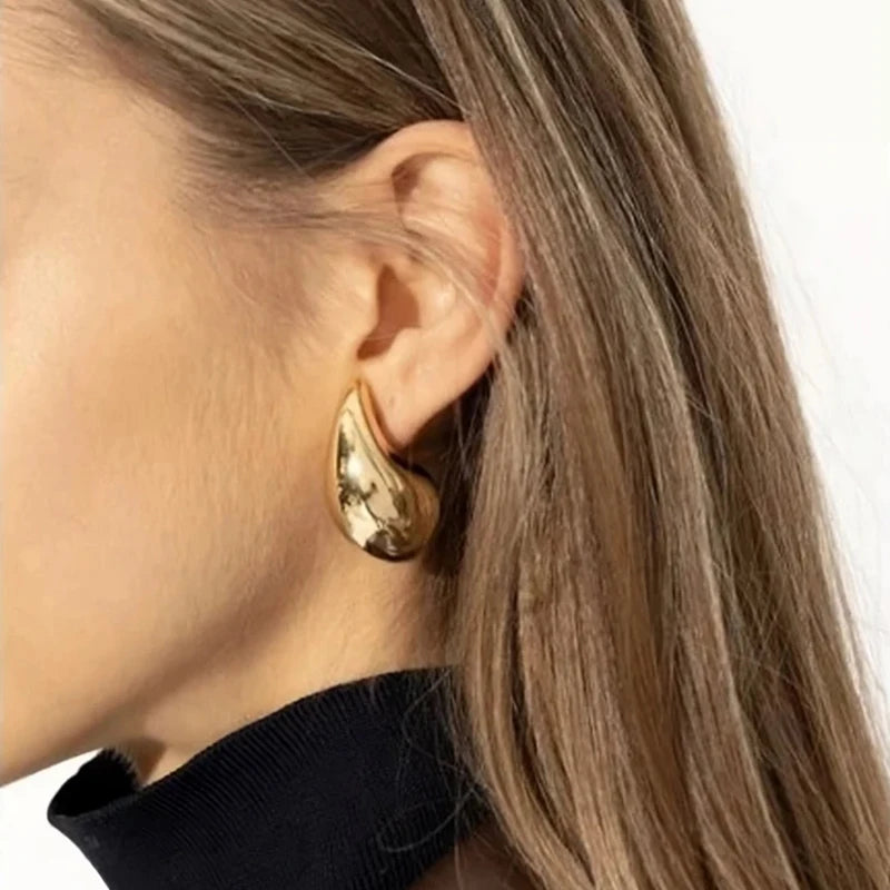 Gold Plated Chunky Dome Drop Earrings for Women