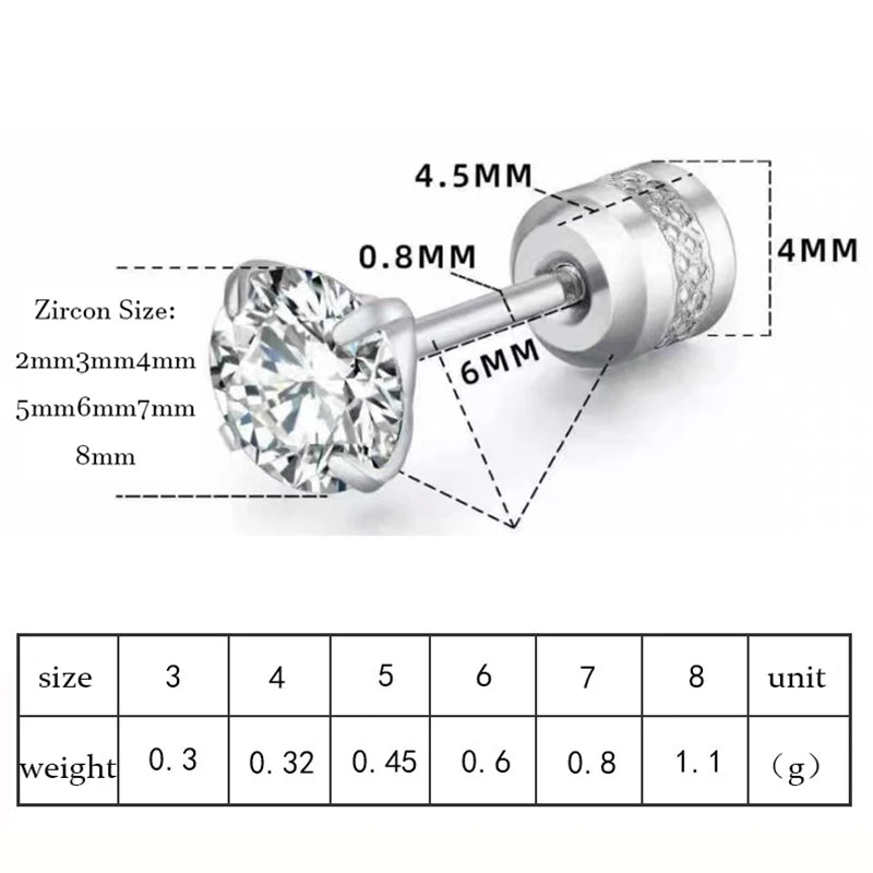 Stainless Steel 4 Color CZ Zircon korean Earrings For Women