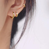 Minimal Glossy Hoop Earrings Gold Color Tiny Cartilage