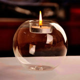 European Exquisite Round Hollow Glass Candle Holder