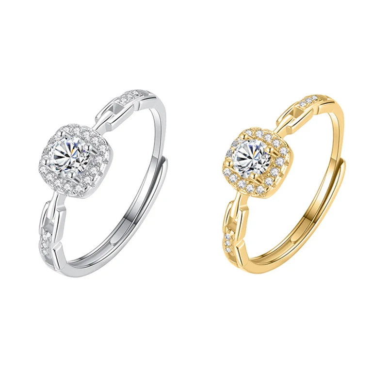 Luxury Zircon Rings for Women Opening Adjustable Gold