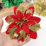 Glitter Artificial Christmas Flowers Xmas Tree Ornaments