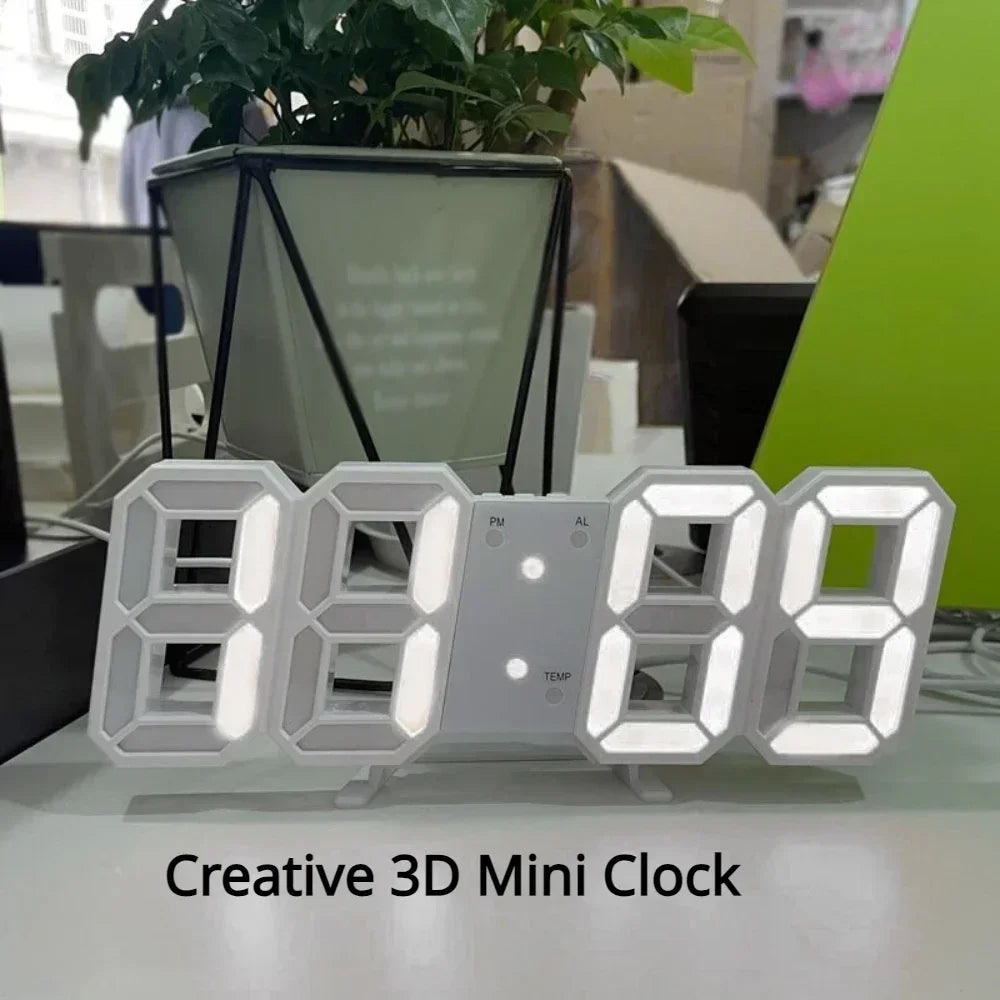 Digital Table Clock 3D Wall Clock LED Digital Adjustable