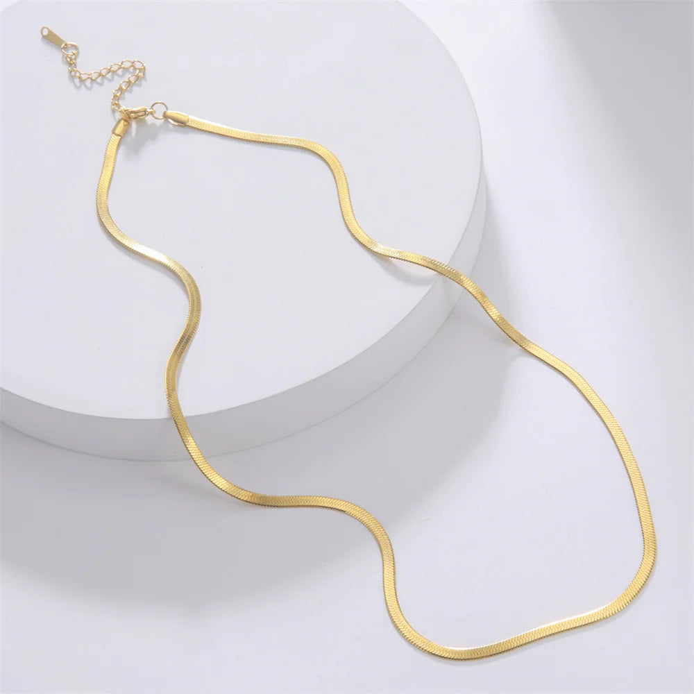 Stainless Steel Snake Chain Necklace for Men Gold Color