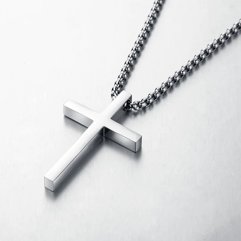 New Stainless Steel Cross Pendant Necklace for Men